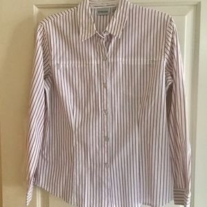 Chico’s Classic Stretch White Pinstripe Shirt – Size 1 (Medium)